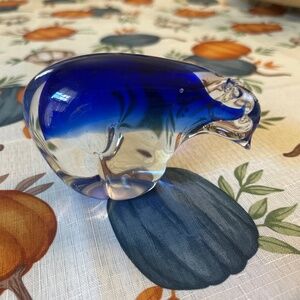 Polar Bear blown class with half blue and half clear.